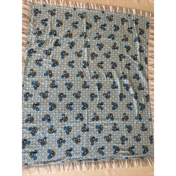 Vintage Disney Babies Mickey Minnie Baby Fleece Blanket Satin Trim - Picture 2 of 6